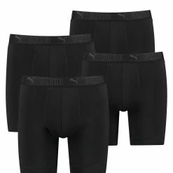 PUMA Lange Boxershorts Herren 4er Pack Sport Mikrofaser + Elastisch / Funktionsunterhosen Männer (S - XL)