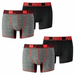 4 Er Pack Puma Herren Active Grizzly Melange Boxer Shorts Unterwäsche Sport