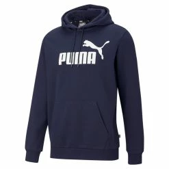 PUMA ESS Hoody FL Big Logo Herren Sweatshirt Kapuzenpullover 586686 06 Blau